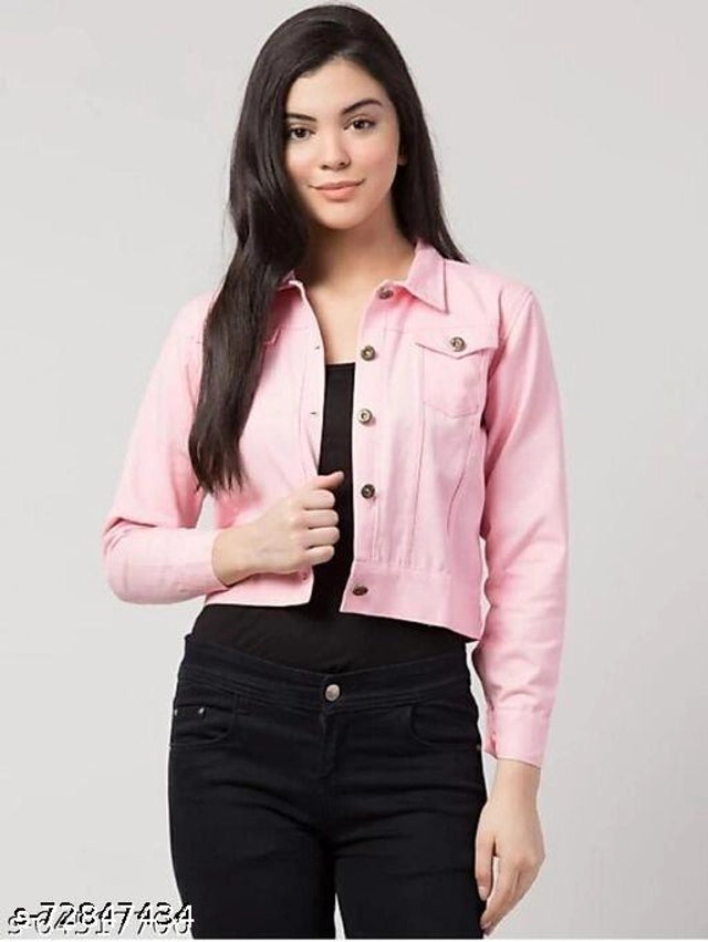TSS Denim Jacket for Women (Pink, S)