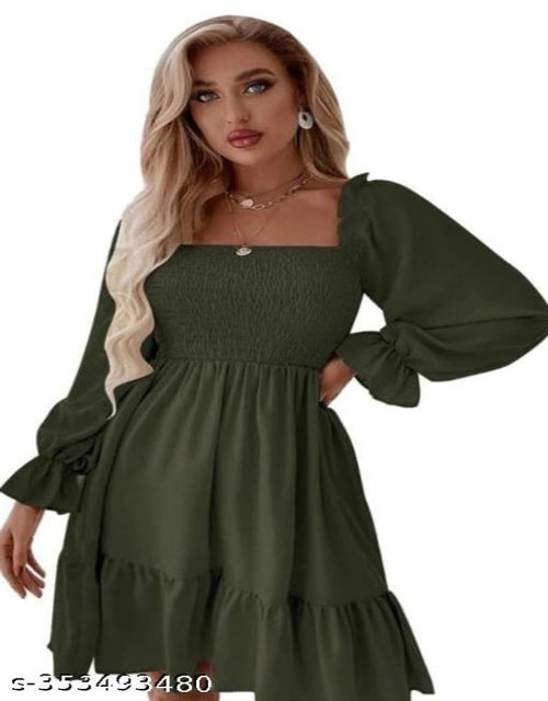 TSS Crepe Dress for Women (Green, S)